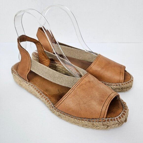 Toni Pons Origens Etna Camel/Tan Leather Espadrille Platform Sandal EU 39/US 8 - Picture 4 of 15